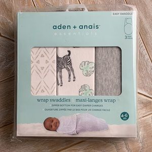 Aden + Anais Wrap Swaddles, Size 4-6 month, 3 Pack Brand New